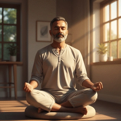 Person meditating peacefully in a serene environment, illustrating mindfulness practices