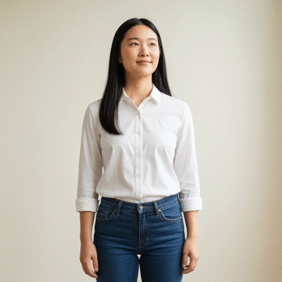 Person with a determined and positive expression, looking forward, symbolizing a growth mindset