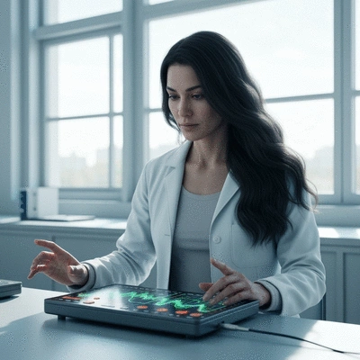 Person using brain-computer interface for cognitive enhancement