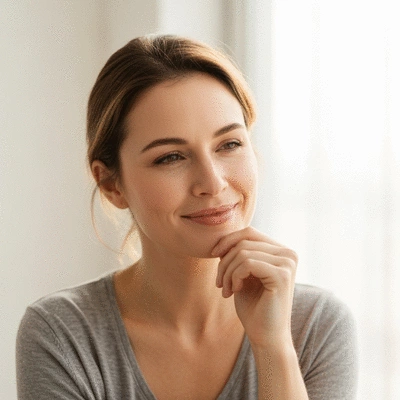 Person thoughtfully contemplating their mental state, symbolizing self-awareness gained from a mental health quiz, clean image