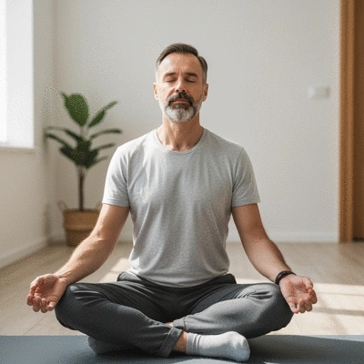 Person practicing mindfulness or meditation for memory, calm setting, soft lighting